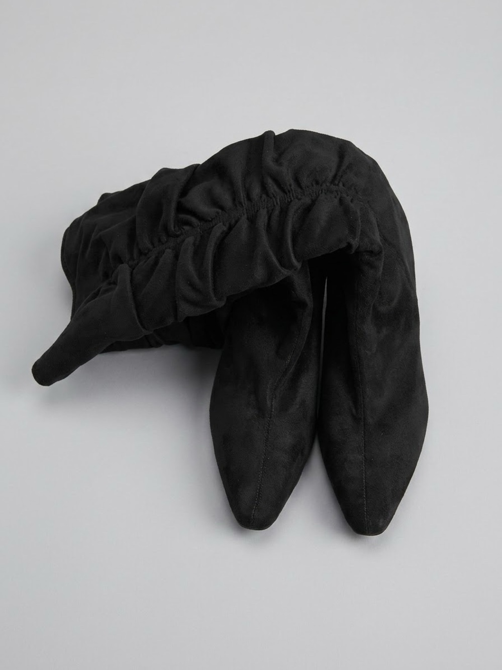 Apostrophe Black Suede Slouchy Heeled Knee High Boots Pointed Toe Womens 9.5M